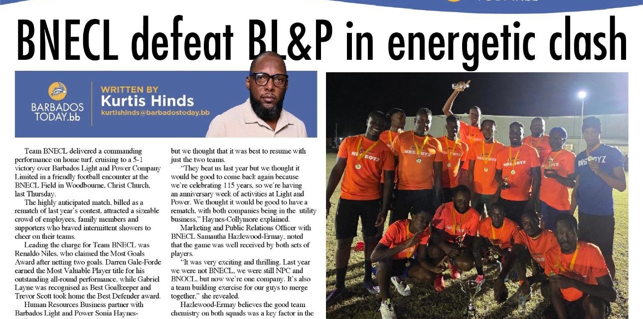 BNECL defeat BL&P in energetic clash | Barbados National Energy Company Ltd.